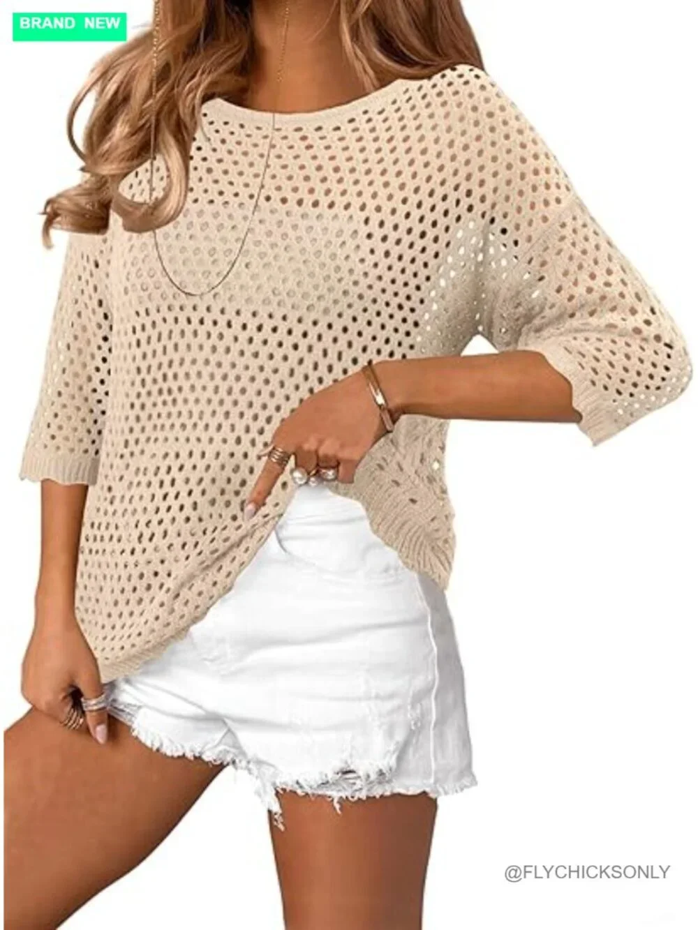Women Crochet Hollow Out Cover Up Beach Swim Top
